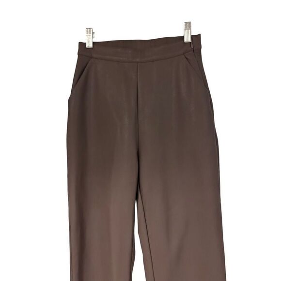 Sage the Label Tan Faux Vegan leather High-Rise Straight Leg Pants Size XS - Picture 2 of 16